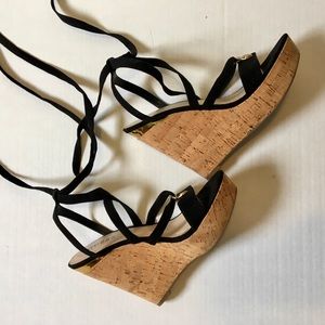 Guess Gladiator Lace Up High High Heel Wedge Shoe